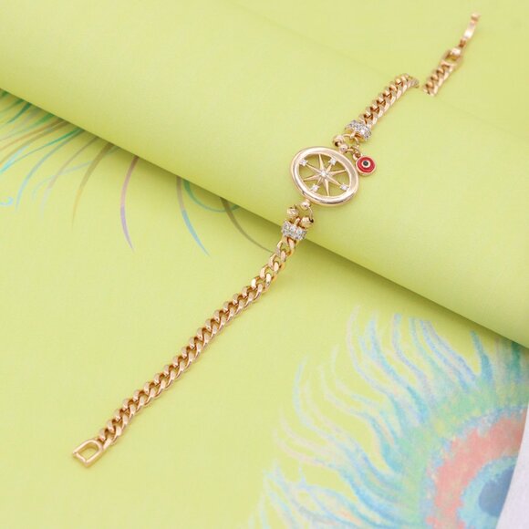 "Rose Gold Bracelet with Compass Charm and Red Evil Eye, XPBL0788 - Picture 2 of 12